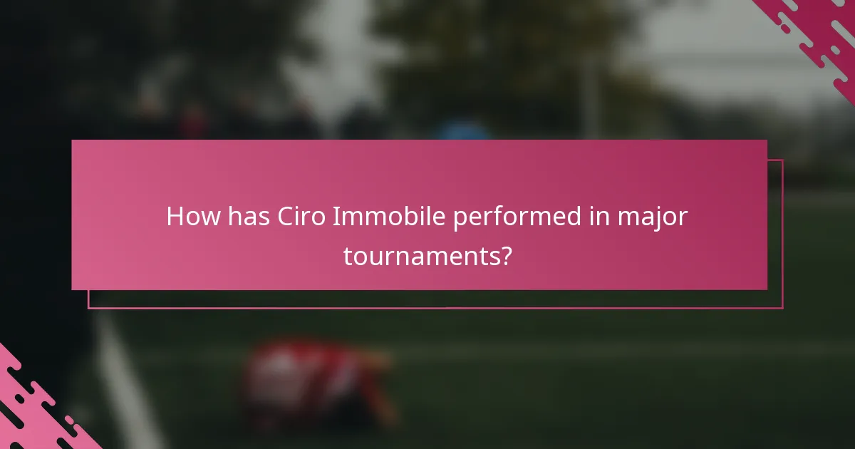 How has Ciro Immobile performed in major tournaments?