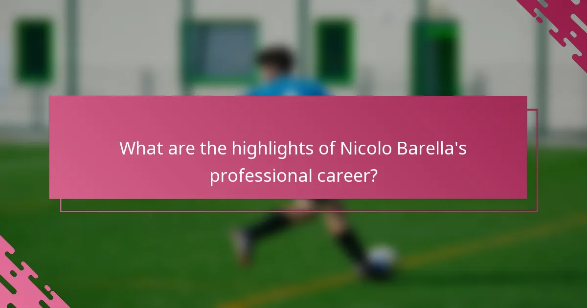 What are the highlights of Nicolo Barella's professional career?