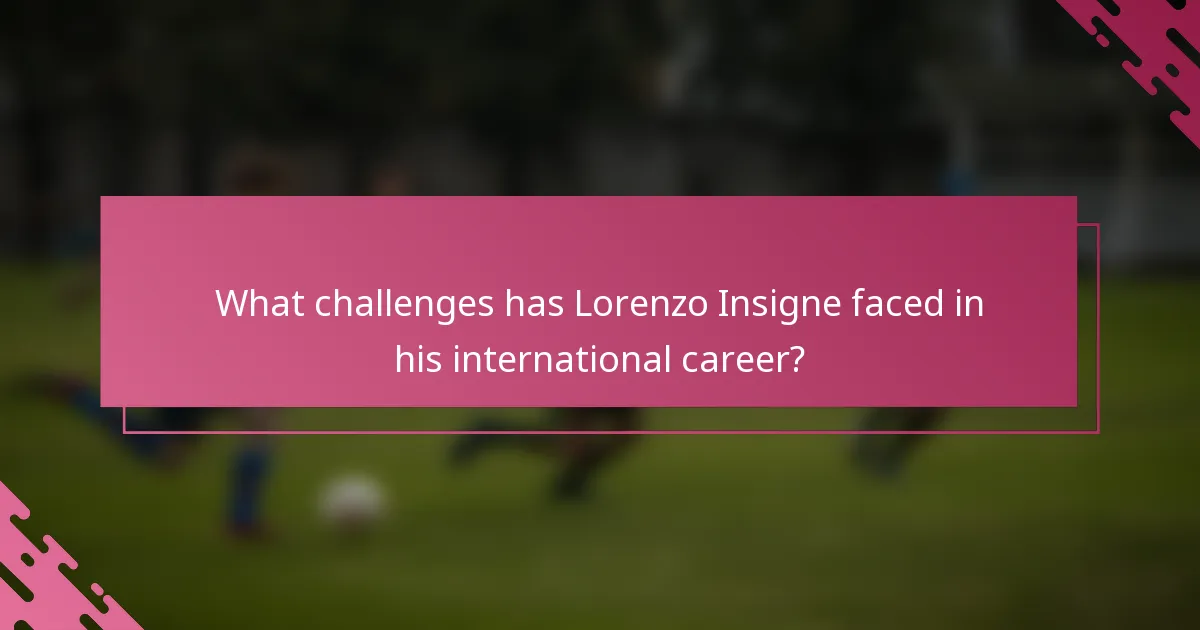 What challenges has Lorenzo Insigne faced in his international career?