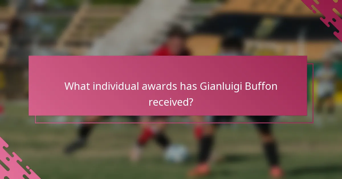 What individual awards has Gianluigi Buffon received?