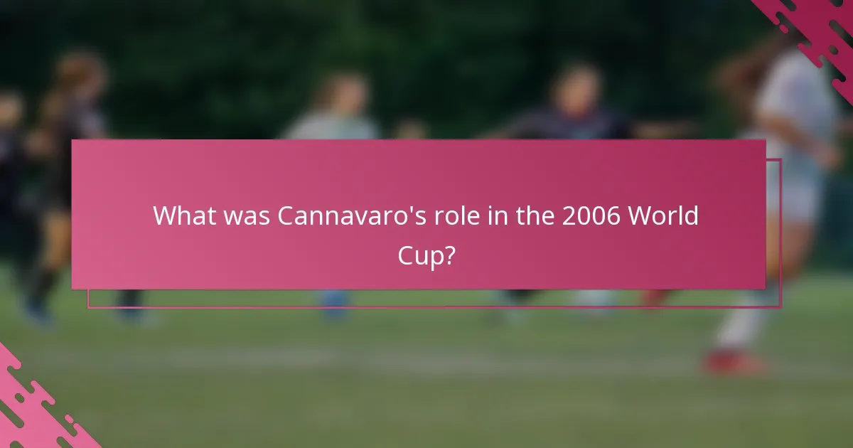 What was Cannavaro's role in the 2006 World Cup?